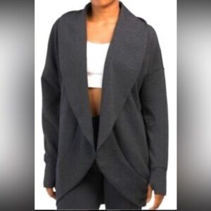 Yogalicious Scuba London Dark Gray Open Front Cardigan